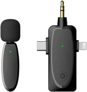 WISDUM 3 in 1 Wireless Lavalier Microphone with Audio Monitor Function Vlog Mic for Android Computer Camera WISDUM 3 in 1 Wireless Lavalier Microphone with Audio Monitor Function Vlog Mic for Android Computer Camera