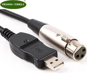 WISDUM 10ft USB Male to 3PIN XLR Female Mic Microphone Converter Studio Audio Cable WISDUM 10ft USB Male to 3PIN XLR Female Mic Microphone Converter Studio Audio Cable
