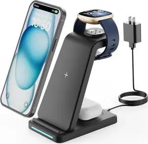 WISDUM Wireless Charger for Fitbit Charging Station - GEEKERA 3 in 1 Phone Charger Stand for Fitbit Watch Sense 2/Sense/Versa 4/3, , , Google Pixel Phones, Androids, 3/2 WISDUM Wireless Charger for Fitbit Charging Station - GEEKERA 3 in 1 Phone Charger Stand for Fitbit Watch Sense 2/Sense/Versa 4/3, , , Google Pixel Phones, Androids, 3/2