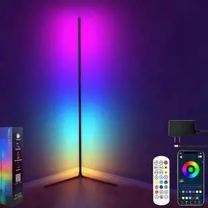 WISDUM Pirvlin Corner Floor Lamp, Smart RGB LED Floor Lamp with App and Remote Control,High Brightness Led,16 Million Colors, Music Sync, Timer Setting, Mood Lighting,Ideal for Living Rooms, Bedrooms. WISDUM Pirvlin Corner Floor Lamp, Smart RGB LED Floor Lamp with App and Remote Control,High Brightness Led,16 Million Colors, Music Sync, Timer Setting, Mood Lighting,Ideal for Living Rooms, Bedrooms.