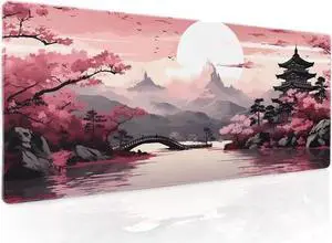 WISDUM Pink Japanese Sakura Gaming Mouse Pad XL Blossom Tower Mountain Landscape Extended Large Desk Mat Big Mousepad Non-Slip Rubber Base Stitched Edge Long Desk Pad for Computer Gamer 31.511.8 in WISDUM Pink Japanese Sakura Gaming Mouse Pad XL Blossom Tower Mountain Landscape Extended Large Desk Mat Big Mousepad Non-Slip Rubber Base Stitched Edge Long Desk Pad for Computer Gamer 31.511.8 in