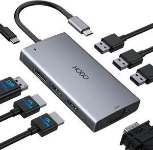 WISDUM USB C Docking Station Dual Monitor Adapter for , Laptop Docking Station 3 Monitors Quadruple Display USB C Hub Dongle to 4K HDMI+DP+VGA,3 USB2.0,100W PD, 8 in 1 USB C Dock for ,Surface WISDUM USB C Docking Station Dual Monitor Adapter for , Laptop Docking Station 3 Monitors Quadruple Display USB C Hub Dongle to 4K HDMI+DP+VGA,3 USB2.0,100W PD, 8 in 1 USB C Dock for ,Surface