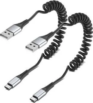 WISDUM Coiled USB C Cable, 2 Pack USB to USB C Coiled Cable for Car Short USB C Retractable Cable for 15 Pro Max, Galaxy S23 S22, Moto G8, Google Pixel, USB C Carplay Cord for Android Auto WISDUM Coiled USB C Cable, 2 Pack USB to USB C Coiled Cable for Car Short USB C Retractable Cable for 15 Pro Max, Galaxy S23 S22, Moto G8, Google Pixel, USB C Carplay Cord for Android Auto