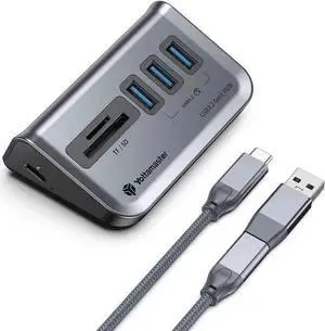 WISDUM Yottamaster USB Hub with SD Card Reader, Triangle Desktop USB3.0 Hub with 3 USB A 3.0 Ports, TF & SD Card Reader with 1.64ft Cable for PC, Laptop (Not Support Charging) WISDUM Yottamaster USB Hub with SD Card Reader, Triangle Desktop USB3.0 Hub with 3 USB A 3.0 Ports, TF & SD Card Reader with 1.64ft Cable for PC, Laptop (Not Support Charging)
