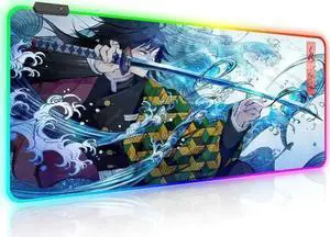 WISDUM RGB Large Gaming Mouse Pad Anime Giyu Sword Laptop Desk Pad Mousepad with Stitched Edge Frame & Non-Slip Rubber Base Computer Keyboard and Mice Pads Mouse Mat 31.5X15.7 WISDUM RGB Large Gaming Mouse Pad Anime Giyu Sword Laptop Desk Pad Mousepad with Stitched Edge Frame & Non-Slip Rubber Base Computer Keyboard and Mice Pads Mouse Mat 31.5X15.7