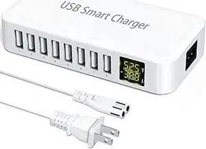 WISDUM USB Charging Station, Ziwodiv 8-Port 60W/12A USB Charger Station, Multi Ports USB-A Charging Hub with LED Display, Compact Desktop Charger for Multiple Devices, Android and Tablet WISDUM USB Charging Station, Ziwodiv 8-Port 60W/12A USB Charger Station, Multi Ports USB-A Charging Hub with LED Display, Compact Desktop Charger for Multiple Devices, Android and Tablet