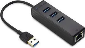 WISDUM 4-in-1 USB Hub with Ethernet, Support Gigabit Ethernet (USB 3.0 Hub Ethernet, USB to Ethernet Adapter, Gigabit Ethernet USB Hub, USB Ethernet Hub) with 10/100/1000Mbps Network in Black WISDUM 4-in-1 USB Hub with Ethernet, Support Gigabit Ethernet (USB 3.0 Hub Ethernet, USB to Ethernet Adapter, Gigabit Ethernet USB Hub, USB Ethernet Hub) with 10/100/1000Mbps Network in Black