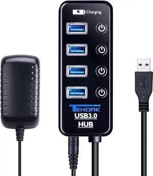 WISDUM USB 3.0 Hub, Tendak USB Hub with 4 USB 3.0 Data Ports + 1 USB Smart Charging Port and Power Supply Adapter with Individual On/Off Port Switches for PS4 Pro PS4 Slim One WISDUM USB 3.0 Hub, Tendak USB Hub with 4 USB 3.0 Data Ports + 1 USB Smart Charging Port and Power Supply Adapter with Individual On/Off Port Switches for PS4 Pro PS4 Slim One