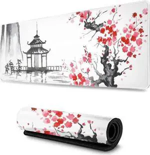 WISDUM Black and White Japanese Sumi-E Painting Blossom Temple Art Gaming Mouse Pad XL Extended Large Mouse Mat Desk Pad Stitched Edges Mousepad Long Non-Slip Rubber Base Mice Pad 31.5 X 11.8 Inch WISDUM Black and White Japanese Sumi-E Painting Blossom Temple Art Gaming Mouse Pad XL Extended Large Mouse Mat Desk Pad Stitched Edges Mousepad Long Non-Slip Rubber Base Mice Pad 31.5 X 11.8 Inch