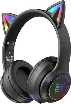 WISDUM ONITOON Cat Ear Bluetooth Headphones with Micphone for Kids and Adults, LED Light Up Wireless HI-FI Sound Quality, Over-Ear Headphones with Volume Control for //Laptop/PC(55H Play Time) WISDUM ONITOON Cat Ear Bluetooth Headphones with Micphone for Kids and Adults, LED Light Up Wireless HI-FI Sound Quality, Over-Ear Headphones with Volume Control for //Laptop/PC(55H Play Time)
