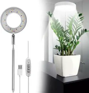 WISDUM Grow Lights for Indoor Plants - LED Full Spectrum Plant Light, Height Adjustable Grow Light with 4 Dimmable Brightness, 4/8/12H On/Off Timer, Splashproof Halo Plant Lamp for Small Plants WISDUM Grow Lights for Indoor Plants - LED Full Spectrum Plant Light, Height Adjustable Grow Light with 4 Dimmable Brightness, 4/8/12H On/Off Timer, Splashproof Halo Plant Lamp for Small Plants