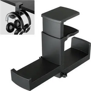 WISDUM PC Gaming Headphone Stand,Dual Headset Hanger Hook Holder with Adjustable & Rotating Arm Clamp,Under Desk Design,Universal Fit,Built in Cable Clip Organizer EURPMASK WISDUM PC Gaming Headphone Stand,Dual Headset Hanger Hook Holder with Adjustable & Rotating Arm Clamp,Under Desk Design,Universal Fit,Built in Cable Clip Organizer EURPMASK