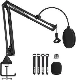 WISDUM Microphone Arm Stand Adjustable Suspension Boom Scissor Mic Stand with Pop Filter 38quot to 58quot Adapter Mic Clip Upgraded Heavy Duty Clamp for Blue Yeti Nano Snowball Ice and Other MicsT20 WISDUM Microphone Arm Stand Adjustable Suspension Boom Scissor Mic Stand with Pop Filter 38quot to 58quot Adapter Mic Clip Upgraded Heavy Duty Clamp for Blue Yeti Nano Snowball Ice and Other MicsT20