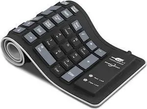 WISDUM Sungwoo Foldable Silicone Keyboard USB Wired Waterproof Rollup Keyboard for PC Notebook Laptop (Black+Grey) WISDUM Sungwoo Foldable Silicone Keyboard USB Wired Waterproof Rollup Keyboard for PC Notebook Laptop (Black+Grey)