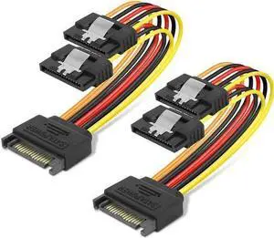 WISDUM 15 Pin SATA Power Y-Splitter Cable 8 Inches - 2 Pack WISDUM 15 Pin SATA Power Y-Splitter Cable 8 Inches - 2 Pack