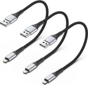 WISDUM 1FT Short Charging Cable 3 Pack USB to Lightning Cable 1 Foot Charger Cord Fast Charging Braided for 14 13 12 11 Pro Max Mini 10 8 7 Plus XR XS MAX SE Air Mini (Black) WISDUM 1FT Short Charging Cable 3 Pack USB to Lightning Cable 1 Foot Charger Cord Fast Charging Braided for 14 13 12 11 Pro Max Mini 10 8 7 Plus XR XS MAX SE Air Mini (Black)