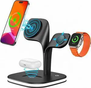 WISDUM Wireless Charging Station, Magnetic Charging Station, 5 in 1 Fast Mag Safe Charger for 15 14 13 12 Series, Wireless Charger Stand for Watch Ultra 8 7 6 5 4 3 2, Airpods Pro 3 2 (Black) WISDUM Wireless Charging Station, Magnetic Charging Station, 5 in 1 Fast Mag Safe Charger for 15 14 13 12 Series, Wireless Charger Stand for Watch Ultra 8 7 6 5 4 3 2, Airpods Pro 3 2 (Black)