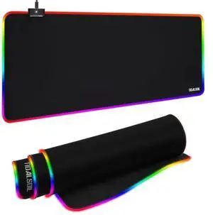 WISDUM RGB Gaming Mouse Pad 31.5 x 11.8 Inch Oversized Non-Slip Rubber Base, 12 Light Modes, Large Keyboard Pad for PC Gaming and Office, Single Pack, Black WISDUM RGB Gaming Mouse Pad 31.5 x 11.8 Inch Oversized Non-Slip Rubber Base, 12 Light Modes, Large Keyboard Pad for PC Gaming and Office, Single Pack, Black