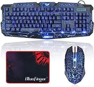 WISDUM BlueFinger Gaming Keyboard and Mouse,USB Wired Backlit Gaming Mouse and Keyboard Combo,Letters Glow, 3 Color Crack Backlit,Illumination Keyboard and Mouse Set for Game and Work WISDUM BlueFinger Gaming Keyboard and Mouse,USB Wired Backlit Gaming Mouse and Keyboard Combo,Letters Glow, 3 Color Crack Backlit,Illumination Keyboard and Mouse Set for Game and Work