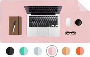 WISDUM Leather Desk Pad, Mouse Pad, Office Desk Mat, Non-Slip Laptop Desk Pad, Waterproof Desk Writing Pad for Office and Home (31.5" x 15.7", Pink+Silver) WISDUM Leather Desk Pad, Mouse Pad, Office Desk Mat, Non-Slip Laptop Desk Pad, Waterproof Desk Writing Pad for Office and Home (31.5" x 15.7", Pink+Silver)