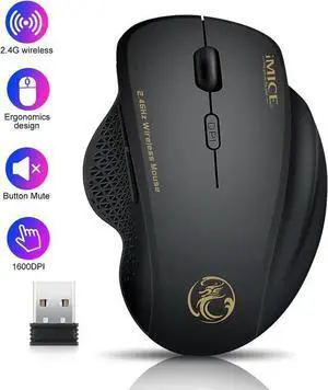 WISDUM Wireless Ergonomic Mouse - 2.4G Optical Mouse with 6 Buttons, 800/1200/1600 3 Levels DPI, USB Receiver, Portable Computer Mouse for Laptop, PC, , Desktop (Black) WISDUM Wireless Ergonomic Mouse - 2.4G Optical Mouse with 6 Buttons, 800/1200/1600 3 Levels DPI, USB Receiver, Portable Computer Mouse for Laptop, PC, , Desktop (Black)
