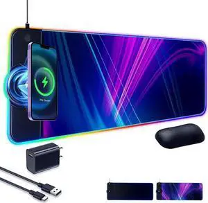 WISDUM Gaming Mouse Pad 15W Wireless Charging RGB,LED Large Ergonomic Mousepad Gaming with Wrist Support,31.88" 12.2" Desk mat/Keyboard pad (Colorful(18W Charger Included)) WISDUM Gaming Mouse Pad 15W Wireless Charging RGB,LED Large Ergonomic Mousepad Gaming with Wrist Support,31.88" 12.2" Desk mat/Keyboard pad (Colorful(18W Charger Included))