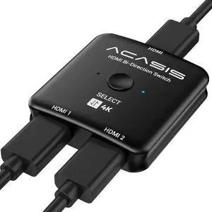 WISDUM HDMI Switch Splitter 4K@60hz, Bidirectional HDMI 2.0 Switcher 2 in 1 Out, HDMI Splitter 1 in 2 Out, Support 4K 3D HDR for PS5/4/3 Blu-Ray Player Fire Stick Roku HDTV WISDUM HDMI Switch Splitter 4K@60hz, Bidirectional HDMI 2.0 Switcher 2 in 1 Out, HDMI Splitter 1 in 2 Out, Support 4K 3D HDR for PS5/4/3 Blu-Ray Player Fire Stick Roku HDTV