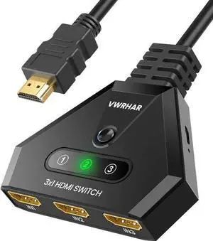 WISDUM HDMI Switch 4K HDMI Splitter, Automatic HDMI Switch 3 in 1 Out with Pigtail HDMI Cable, 3 Ports HDMI Switcher Support HDCP 2.2 Full HD 4K 1080P 3D for Fire Stick TV PS5 PS4 PC WISDUM HDMI Switch 4K HDMI Splitter, Automatic HDMI Switch 3 in 1 Out with Pigtail HDMI Cable, 3 Ports HDMI Switcher Support HDCP 2.2 Full HD 4K 1080P 3D for Fire Stick TV PS5 PS4 PC