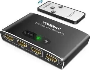 WISDUM HDMI Switch 3 in 1 Out 4K UHD HDMI Switcher Splitter, Automatic Switch with Remote Metal HDMI Switch Box Hub Support 4K 30Hz 3D 1080P HDCP1.4 for PS5 PS4 DVD Player Fire Stick TV PC WISDUM HDMI Switch 3 in 1 Out 4K UHD HDMI Switcher Splitter, Automatic Switch with Remote Metal HDMI Switch Box Hub Support 4K 30Hz 3D 1080P HDCP1.4 for PS5 PS4 DVD Player Fire Stick TV PC
