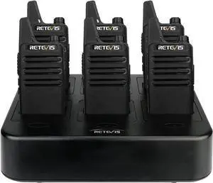 WISDUM Retevis RT22 Walkie Talkies Rechargeable Hands Free 2 Way Radios Two-Way Radio(6 Pack) with 6 Way Multi Gang Charger WISDUM Retevis RT22 Walkie Talkies Rechargeable Hands Free 2 Way Radios Two-Way Radio(6 Pack) with 6 Way Multi Gang Charger