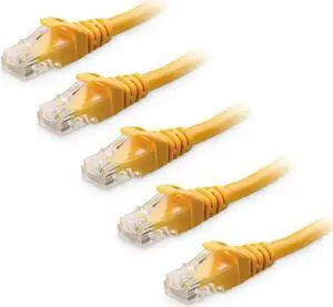 WISDUM 10Gbps 5-Pack Snagless Short Cat 6 Ethernet Cable 3 ft (Cat 6 Cable, Cat6 Cable, Internet Cable, Network Cable) in Yellow WISDUM 10Gbps 5-Pack Snagless Short Cat 6 Ethernet Cable 3 ft (Cat 6 Cable, Cat6 Cable, Internet Cable, Network Cable) in Yellow