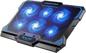 WISDUM Laptop Cooling Pad, Laptop Cooler with 6 Quiet Led Fans for 15.6-17 Inch Laptop Cooling Fan Stand, Portable Ultra Slim USB Powered Gaming Laptop Cooling Pad, Switch Control Fan Speed Function WISDUM Laptop Cooling Pad, Laptop Cooler with 6 Quiet Led Fans for 15.6-17 Inch Laptop Cooling Fan Stand, Portable Ultra Slim USB Powered Gaming Laptop Cooling Pad, Switch Control Fan Speed Function