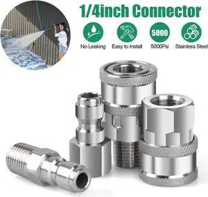 WISDUM 4Pcs 1/4 Inch Pressure Washer Coupler Quick Connect Plug - Pressure Washer Quick Connect Kit,Stainless Steel Male & Female Quick Connector Kit,Pressure Washer Adapters Hose Quick Connector WISDUM 4Pcs 1/4 Inch Pressure Washer Coupler Quick Connect Plug - Pressure Washer Quick Connect Kit,Stainless Steel Male & Female Quick Connector Kit,Pressure Washer Adapters Hose Quick Connector