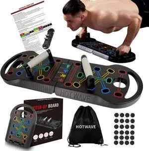 WISDUM HOTWAVE Push Up Board Fitness, Portable Foldable 20 in 1 Push Up Bar at Home Gym, Pushup Handles for Floor. Professional Strength Training Equipment For Man and Women,Patent Pending WISDUM HOTWAVE Push Up Board Fitness, Portable Foldable 20 in 1 Push Up Bar at Home Gym, Pushup Handles for Floor. Professional Strength Training Equipment For Man and Women,Patent Pending