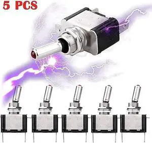 WISDUM 5pcs SPST LED Lighted Rocker Toggle Switch Marine Toggle Switch, On-Off LED Toggle Switch 12V 20A for Car RV Vehicles Truck Boat WISDUM 5pcs SPST LED Lighted Rocker Toggle Switch Marine Toggle Switch, On-Off LED Toggle Switch 12V 20A for Car RV Vehicles Truck Boat