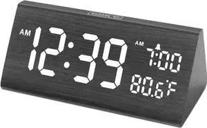 WISDUM DreamSky Wooden Digital Alarm Clock for Bedroom - 7.7" Electric Clocks with USB Ports, Large Numbers, Temperature, 0-100% Brightness Dimmer, Adjustable Alarm Volume, Snooze, 12/24H WISDUM DreamSky Wooden Digital Alarm Clock for Bedroom - 7.7" Electric Clocks with USB Ports, Large Numbers, Temperature, 0-100% Brightness Dimmer, Adjustable Alarm Volume, Snooze, 12/24H
