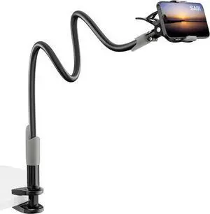 WISDUM SAIJI Gooseneck Bed Phone Holder, Flexible Long Arm Phone Mount for Desk, Clip Bracket Clamp Stand for 4.0-6.5'' Mobile Cell Phone Stand Document Camera Switch (Black) WISDUM SAIJI Gooseneck Bed Phone Holder, Flexible Long Arm Phone Mount for Desk, Clip Bracket Clamp Stand for 4.0-6.5'' Mobile Cell Phone Stand Document Camera Switch (Black)