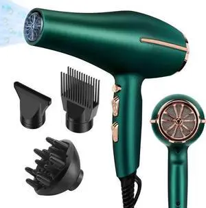 WISDUM 2000 Watt Negative Ionic Hair Dryer, Professional Salon Blow Dryer, Low Noise Fast Drying & Powerful AC Motor and Diffuser Comb for Men Women,3 Heat & 2 Speed Settings, Easy to Use- Green WISDUM 2000 Watt Negative Ionic Hair Dryer, Professional Salon Blow Dryer, Low Noise Fast Drying & Powerful AC Motor and Diffuser Comb for Men Women,3 Heat & 2 Speed Settings, Easy to Use- Green