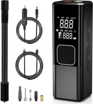 WISDUM Tire Inflator Portable Air Compressor for Car Tires, 150 PSI Fast Inflation 7500mAh Cordless Air Pump, Electric Tire Pump with 12V DC Dual Power for Car, Moto, Bike, Ball WISDUM Tire Inflator Portable Air Compressor for Car Tires, 150 PSI Fast Inflation 7500mAh Cordless Air Pump, Electric Tire Pump with 12V DC Dual Power for Car, Moto, Bike, Ball