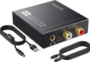 WISDUM PROZOR 192KHz Digital to Analog Audio Converter DAC Digital SPDIF Optical to Analog L/R RCA Converter Toslink Optical to 3.5mm Jack Adapter for PS3 HD DVD PS4 Amp TV Home Cinema WISDUM PROZOR 192KHz Digital to Analog Audio Converter DAC Digital SPDIF Optical to Analog L/R RCA Converter Toslink Optical to 3.5mm Jack Adapter for PS3 HD DVD PS4 Amp TV Home Cinema
