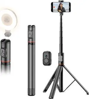 WISDUM Joyful 72 Phone Tripod & Selfie Stick Extendable Cell Phone Tripod Stand with Wireless Remote Control and Cold Shoe Mount Compatible with and Android for Video/Photo/Vlog (Black) WISDUM Joyful 72 Phone Tripod & Selfie Stick Extendable Cell Phone Tripod Stand with Wireless Remote Control and Cold Shoe Mount Compatible with and Android for Video/Photo/Vlog (Black)