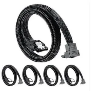 WISDUM 5-Pack SATA cable, SATA 3.0 braided straight-to-angled data cable, SATA 3.0 solid-state drive data cable, SATA cable 0.5M WISDUM 5-Pack SATA cable, SATA 3.0 braided straight-to-angled data cable, SATA 3.0 solid-state drive data cable, SATA cable 0.5M