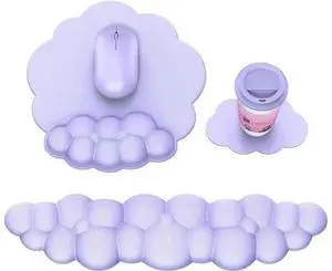 WISDUM Cloud Mouse Pad with Wrist Rest Cloud Keyboard Wrist Rest Mouse Pad Wrist Support Ergonomic Keyboard Mouse Wrist Support (Purple) WISDUM Cloud Mouse Pad with Wrist Rest Cloud Keyboard Wrist Rest Mouse Pad Wrist Support Ergonomic Keyboard Mouse Wrist Support (Purple)