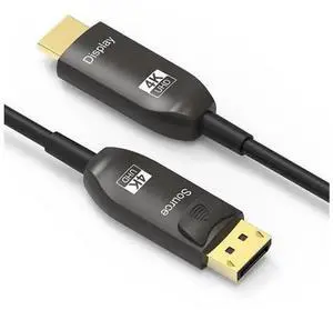 WISDUM 50FT Long DisplayPort to HDMI Cable Optical, 4K60HZ, Black, Aluminum, DP to HDMI Optical Compatible with MacBook Pro/Air, iMac, Surface Pro/Dock, Monitor, Projector WISDUM 50FT Long DisplayPort to HDMI Cable Optical, 4K60HZ, Black, Aluminum, DP to HDMI Optical Compatible with MacBook Pro/Air, iMac, Surface Pro/Dock, Monitor, Projector
