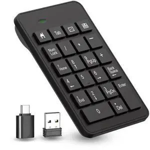 WISDUM Wireless USB & Typec Number Pad, Enhanced Efficiency 23 Keys Numeric Keypad Upgraded Version of 10 Key USB Keyboard Financial Accounting Numpad for Laptop, PC, Notebook, Desktop,Surface Pro WISDUM Wireless USB & Typec Number Pad, Enhanced Efficiency 23 Keys Numeric Keypad Upgraded Version of 10 Key USB Keyboard Financial Accounting Numpad for Laptop, PC, Notebook, Desktop,Surface Pro