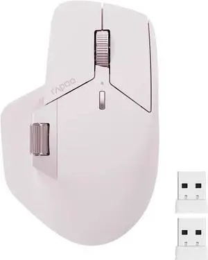 WISDUM Rapoo MT760 Multi-Device Wireless Mouse, Bluetooth 5.0/3.0 + 2.4GHz Tri-Mode Connection, Support 4 Devices, M+ Cross-Computer Technology, 11 Programmable Buttons, 90 Days Battery Life, Pink WISDUM Rapoo MT760 Multi-Device Wireless Mouse, Bluetooth 5.0/3.0 + 2.4GHz Tri-Mode Connection, Support 4 Devices, M+ Cross-Computer Technology, 11 Programmable Buttons, 90 Days Battery Life, Pink