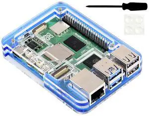 Transparent and Blue Acrylic Case for Raspberry Pi 5, Supports Installing Official Active Cooler Transparent and Blue Acrylic Case for Raspberry Pi 5, Supports Installing Official Active Cooler
