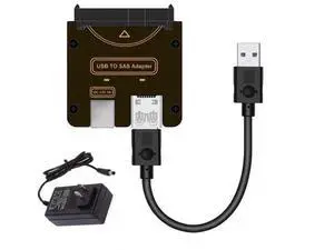 USB 3.0 to SAS Adapter for 2.5/3.5" SFF-8482 SAS Hard Disks to USB Converter Adapter with Power Supply (Need Power Supply to Work) USB 3.0 to SAS Adapter for 2.5/3.5" SFF-8482 SAS Hard Disks to USB Converter Adapter with Power Supply (Need Power Supply to Work)