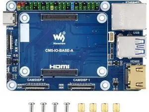 Mini Base Board for Raspberry Pi CM5 Lite/eMMC Series Module, Compute Module 5 Mini IO Board with CM5 Socket/40PIN GPIO Header/RJ45 Gigabit Eth/16PIN PCIe/HDMI/USB 3.2/USB 2.0 Interface etc. Mini Base Board for Raspberry Pi CM5 Lite/eMMC Series Module, Compute Module 5 Mini IO Board with CM5 Socket/40PIN GPIO Header/RJ45 Gigabit Eth/16PIN PCIe/HDMI/USB 3.2/USB 2.0 Interface etc.