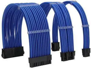 Blue Sleeved PSU Extension Cable Kit, 18AWG ATX 24Pin + EPS 8Pin (4+4) + PCI-E 8Pin (6+2) Extension Cords with Cable Combs, Power Extender Set for PSU to Motherboard & Graphics Card Blue Sleeved PSU Extension Cable Kit, 18AWG ATX 24Pin + EPS 8Pin (4+4) + PCI-E 8Pin (6+2) Extension Cords with Cable Combs, Power Extender Set for PSU to Motherboard & Graphics Card